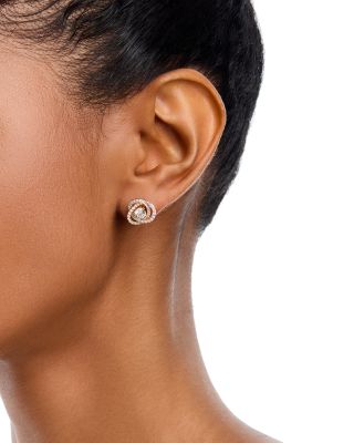 Certified Diamond Love Knot Stud Earrings in 18K Yellow Gold, 0.82 tcw