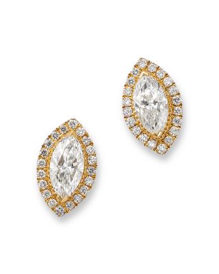Luxe Collection Certified Lab Grown Diamond Marquis Stud Earrings in 14K Gold, 0.95 tcw