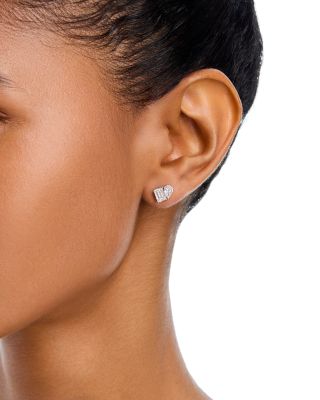 Luxe Collection Certified Lab Grown Diamond Toi et Moi Stud Earrings in 14K White Gold, 1.95 tcw