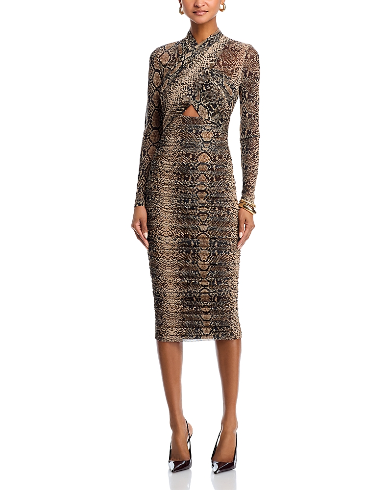 Bardot Aliyah Printed Midi Dress In Brown