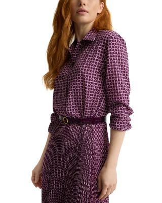 Printed Long Sleeve Shirt Dress