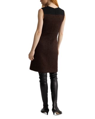 Crepe Cady Bordered Tweed Dress