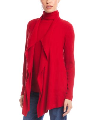 Ribbed Drape Front Cardigan