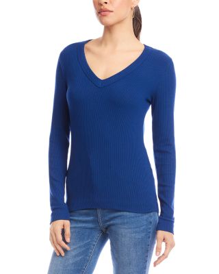Ribbed V Neck Top