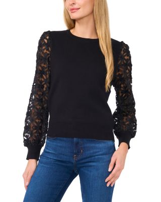 3D Floral Lace Combo Sweater