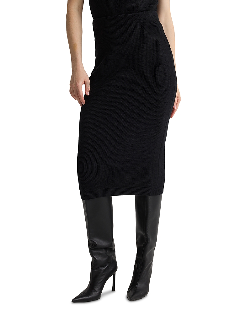 St John Rib Knit Midi Skirt In Black