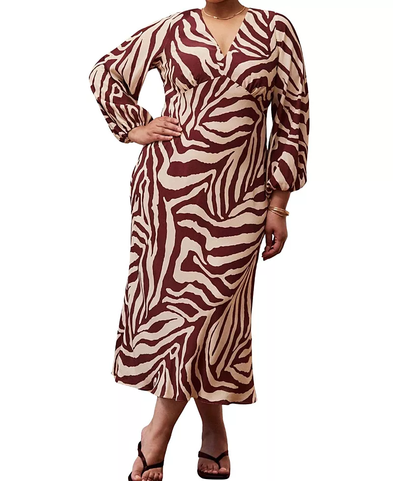 Live Unlimited Animal Stripe Long Sleeve Dress