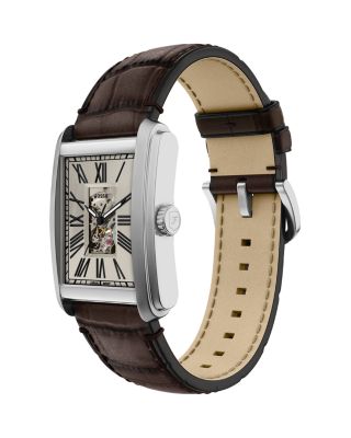Carraway Automatic Brown Croc-Embossed Leather Watch, 30mm x 42mm