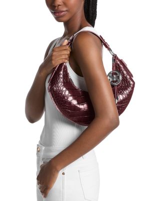 Koa Croc Embossed Leather Shoulder Bag