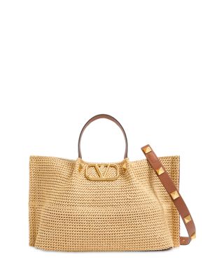 Medium Vlogo Raffia Tote