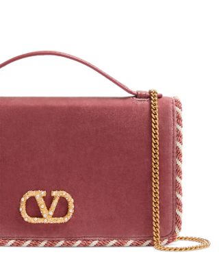 Jewel Vlogo Signature Velvet Top Handle Chain Wallet