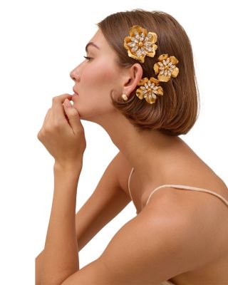 Jasmine Floral Crystal Combs, Set of 3