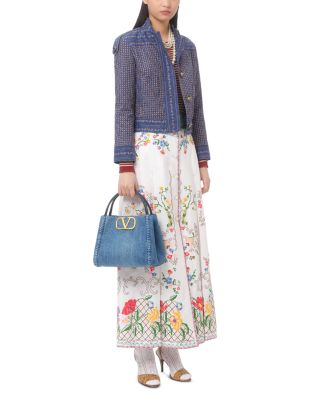 Alltime Medium VLogo Convertible Top Handle Bag in Denim