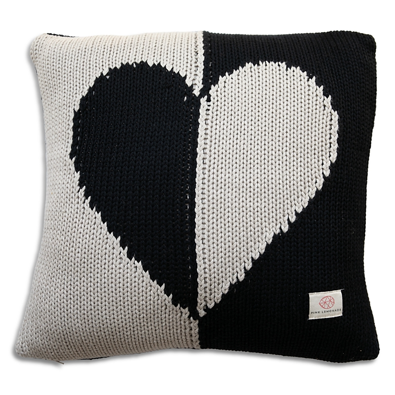 Pink Lemonade Dual Hearts Cushion Pillow, 16 X 16 In Black