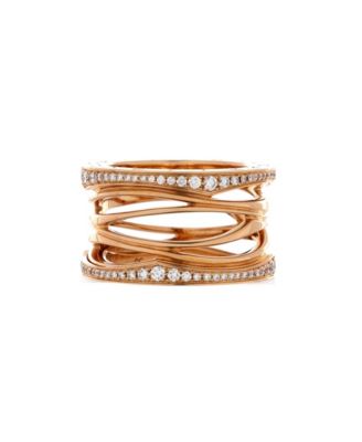  B.Zero1 Design Legend Zaha Hadid Four Band Ring 18K Rose Gold with Diamonds