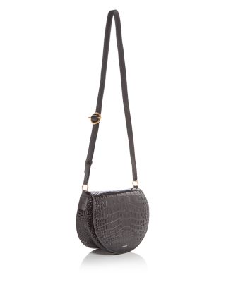Kate Croc Embossed Leather Saddle Bag