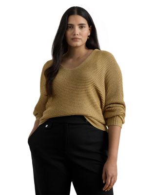 Metallic Rib Knit Dolman Sleeve Sweater