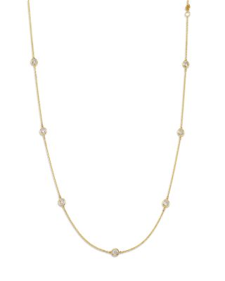 Diamond Bezel Station Necklace in 14K Gold, 1.0 tcw