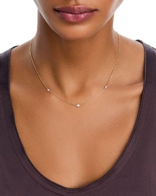 Diamond Bezel Station Collar Necklace in 14K Gold, 0.25 tcw