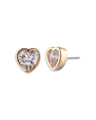 Cubic Zirconia Heart Stud Earrings