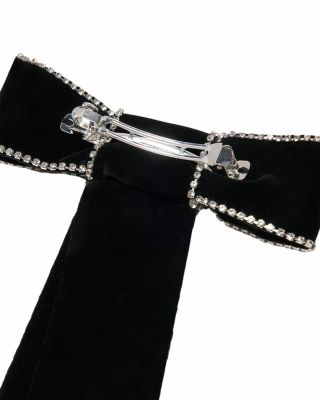 Rhinestone Velvet Bow Hair Barrette