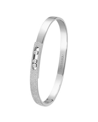 18K White Gold Move Noa Diamond Semi Pav&eacute; Bangle Bracelet