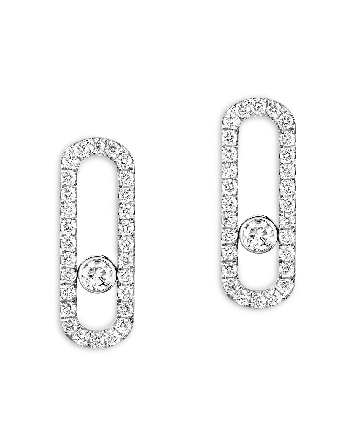 Messika 18K Gold Move Uno Diamond Pave Oval Statement Earrings in White Gold