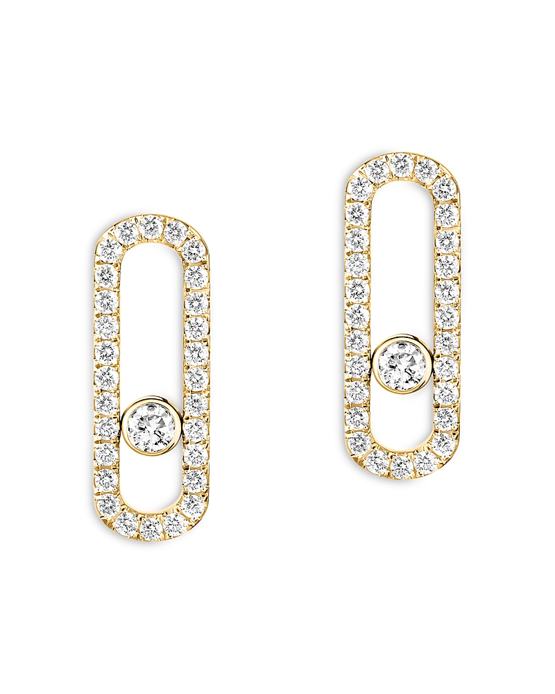 Messika 18k Gold Move Uno Diamond Pave Oval Statement Earrings In Gold