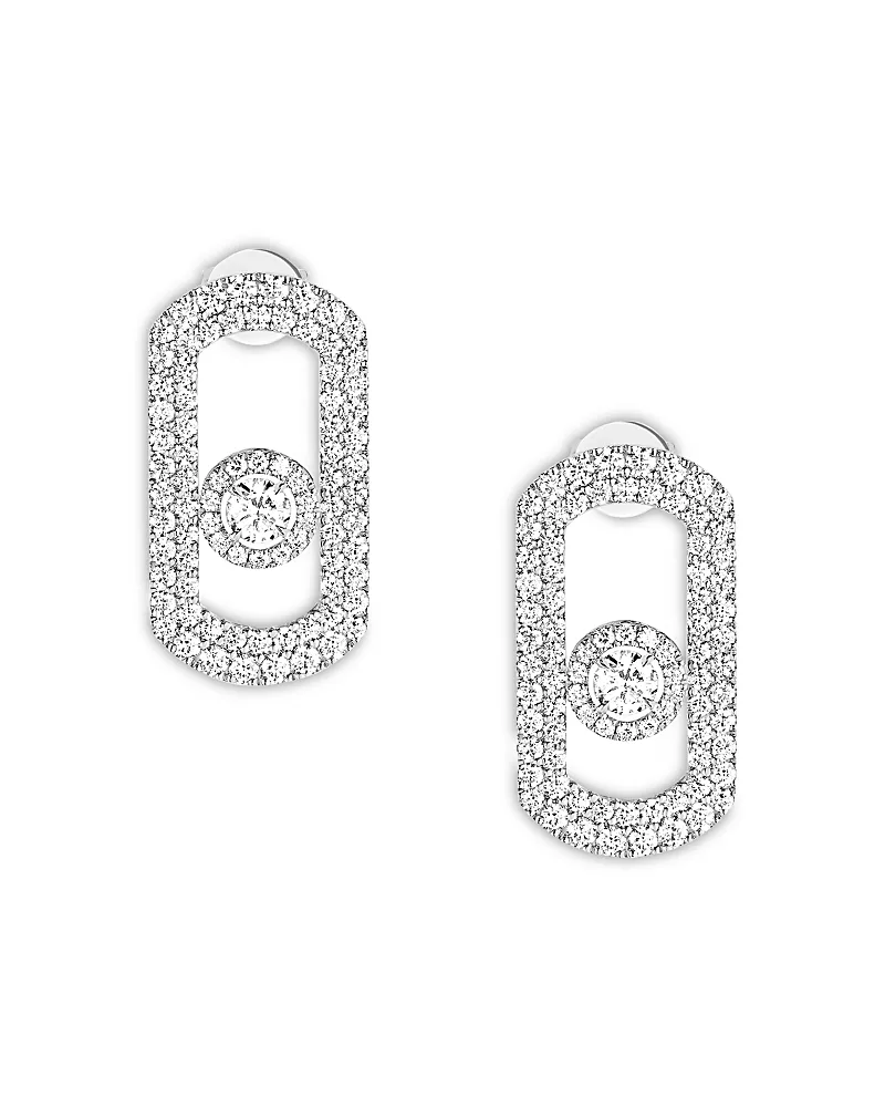Messika 18K White Gold So Move Diamond Pave Stud Earrings