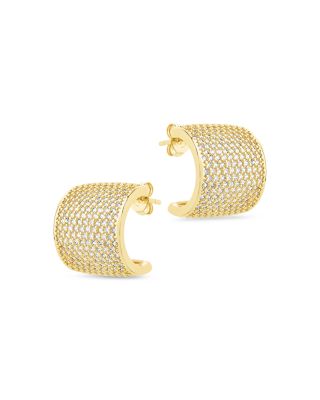 Simone Pav&eacute; Curved Stud Earrings