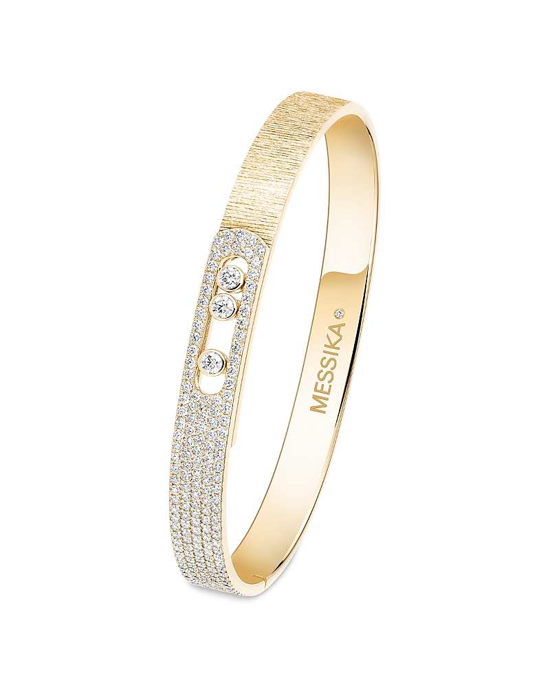 Messika 18k Yellow Gold Move Noa Diamond Semi Pave Cisele Bangle Bracelet In Gold