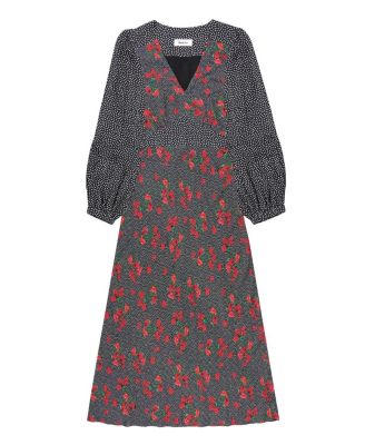 Floral And Spot Mix Dress