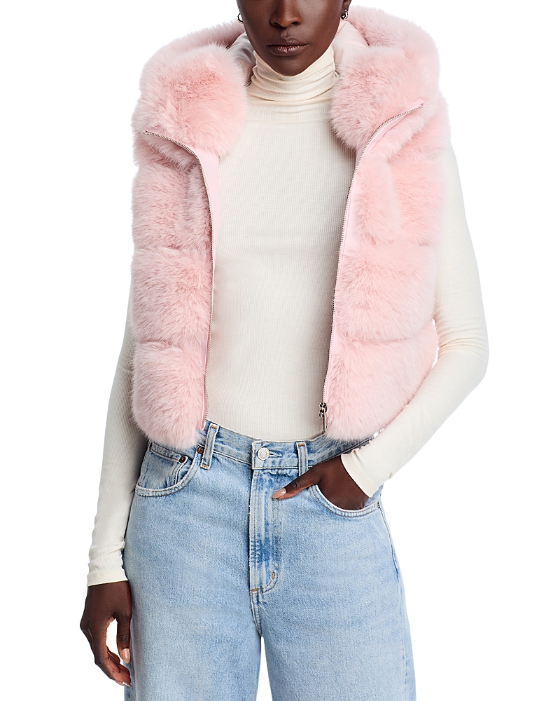Adrienne Landau The Landau Faux Fur Vest In Pink