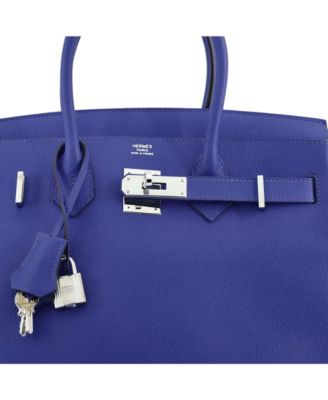 Birkin 30 Handbag Blue Epsom with Palladium Hardware