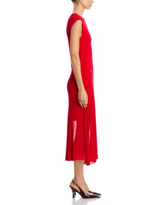Asymmetrical Seamed High/Low Knit Dress
