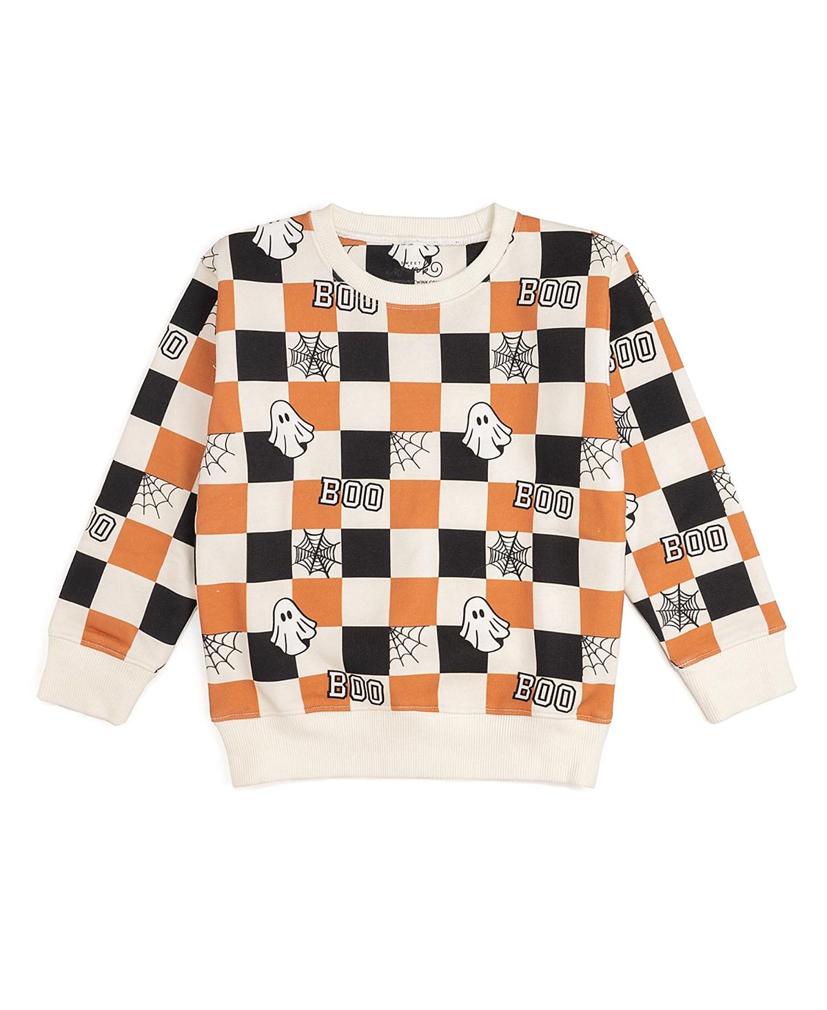 Sweet Wink Boys' Boo Checkered Halloween Sweatshirt - Baby, Little Kid