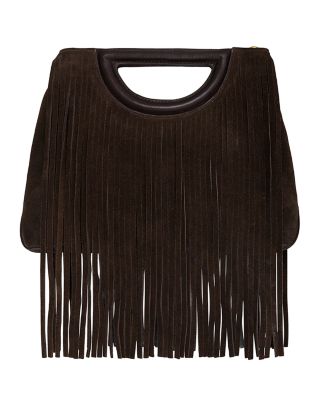 Fringe Handheld Suede & Leather Crossbody Bag 