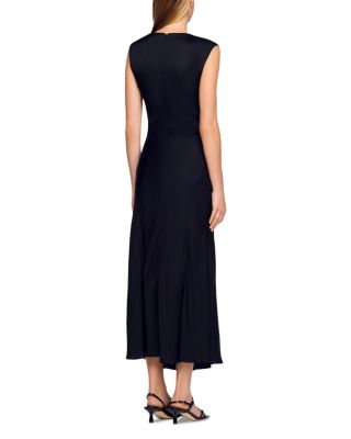 Rhinestone Trim Satin Maxi Dress