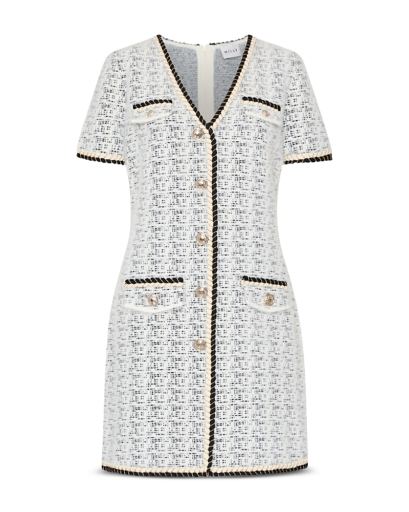 Milly Braided V-Neck Mini Dress