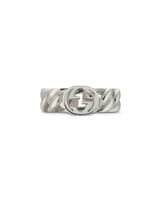 Sterling Silver Gucci Interlocking Logo Chain Link Ring