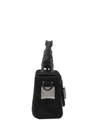 Pencil Cat Nano Leather Bag With Pony Effect And Rhinestones