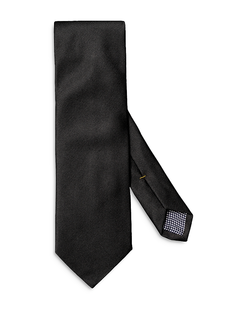 Eton Solid Silk Twill Tie In Black
