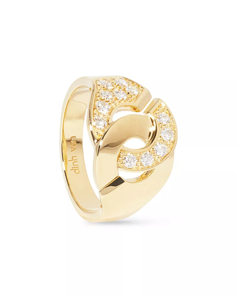 Dinh Van 18K Yellow Gold Menottes Dinh Van Diamond Handcuff Statement Ring