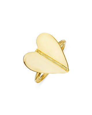 18K Yellow Gold Endless Wings of Love Folded Heart Ring