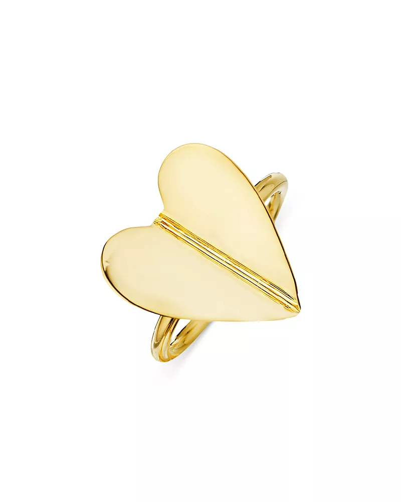 Cadar 18K Yellow Gold Endless Wings of Love Folded Heart Ring
