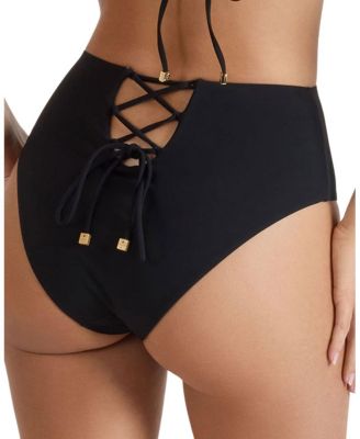 Lace-Up High Waist Bikini Bottom