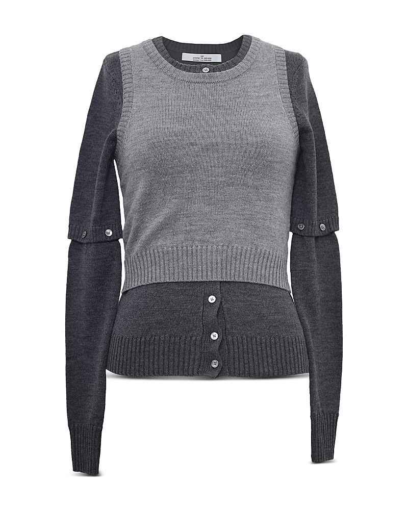 Rokh Detachable Sleeve Cardigan Set In Gray