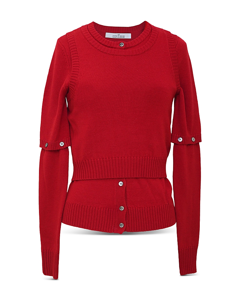 Rokh Detachable Sleeve Cardigan Set In Red