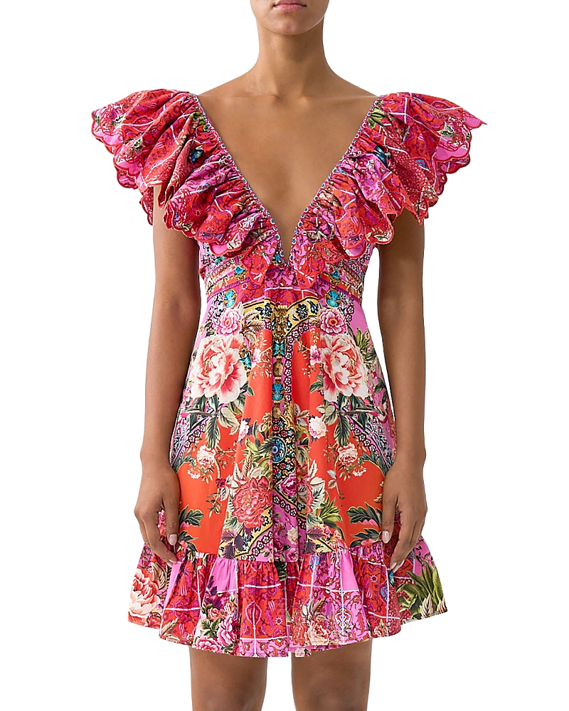 Camilla Frill Neck Mini Dress In Multi