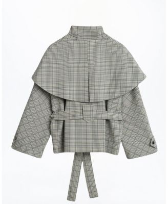 Belted Glen Check Cape Trench Coat